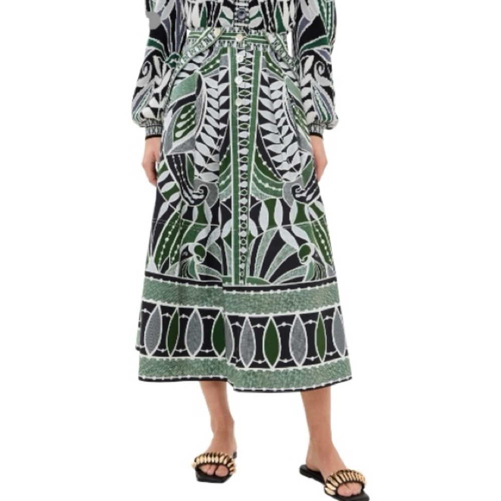 Farm Rio high waisted leaf print skirt